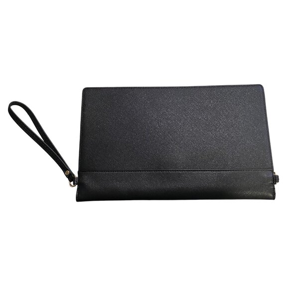Lovevook Oversized Black Envelope Clutch Vegan Leather Wristlet 12” x 7.5” - Picture 2 of 9